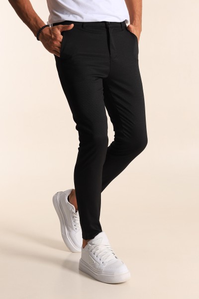 Siyah Slim Fit Desenli Erkek Pantolon 194610