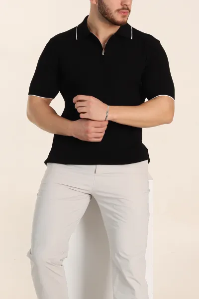 siyah-slim-fit-dokulu-fermuarli-polo-yaka-kisa-kollu-erkek-triko-tisort-338616
