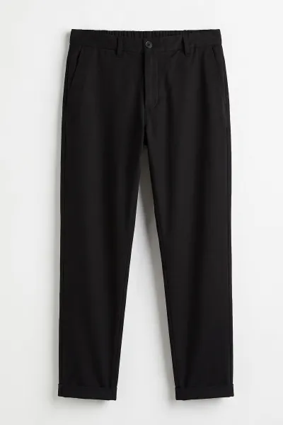 Siyah  Slim Fit Duble Paça Erkek Pantolon 493249