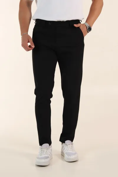 Siyah Slim Fit Erkek Kumaş Pantolon 367966