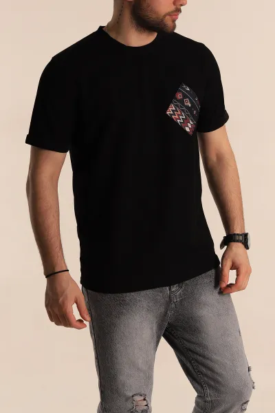 siyah-slim-fit-etnik-desen-yamali-duble-kol-erkek-tisort-268707