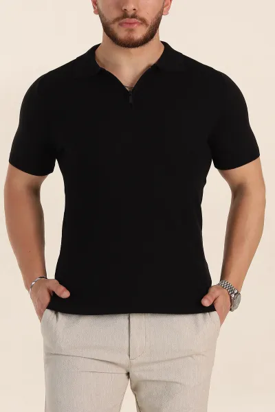 siyah-slim-fit-omuz-serit-detayli-fermuarli-polo-yaka-erkek-triko-tisort-358398