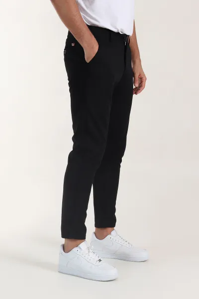 Siyah Slim Fit Örme Kumaş Erkek Pantolon 391306