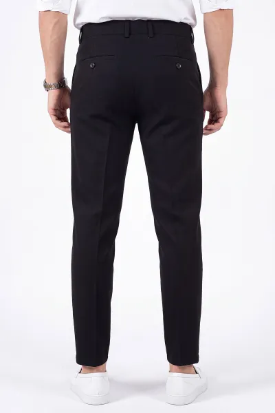 Siyah Slim Fit Petek Armürlü Erkek Pantolon 472203