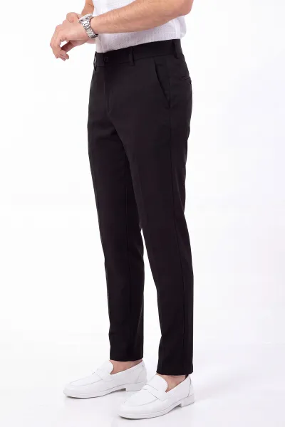 Siyah Slim Fit Petek Armürlü Erkek Pantolon 472203