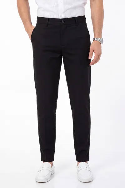 Siyah Slim Fit Petek Armürlü Erkek Pantolon 472203