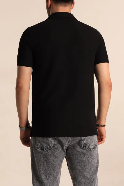 Siyah Slim Fit Polo Yaka Erkek Tişört 262903
