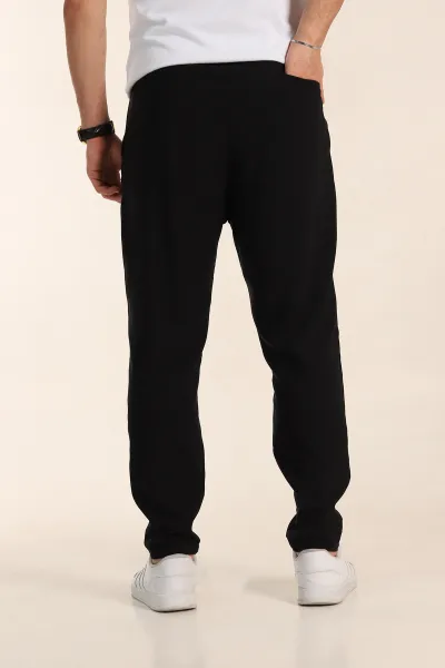 Siyah Slim Fit Yüksel Bel Çift Kemer Detaylı Erkek Kumaş Pantolon 340847
