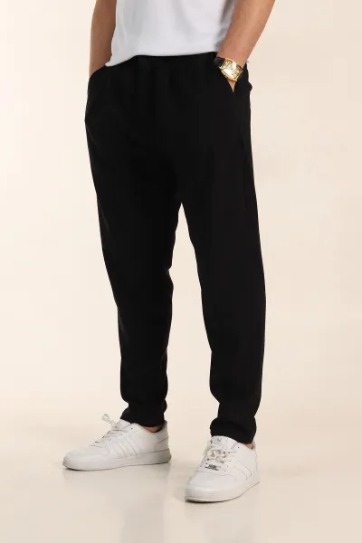 Siyah Slim Fit Yüksel Bel Çift Kemer Detaylı Erkek Kumaş Pantolon 340847