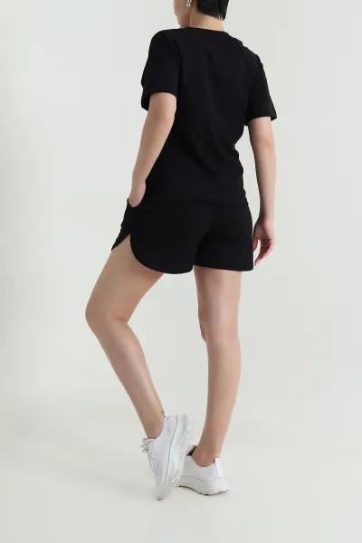 Siyah Şortlu Kadın Kristal İkili Takım 465933