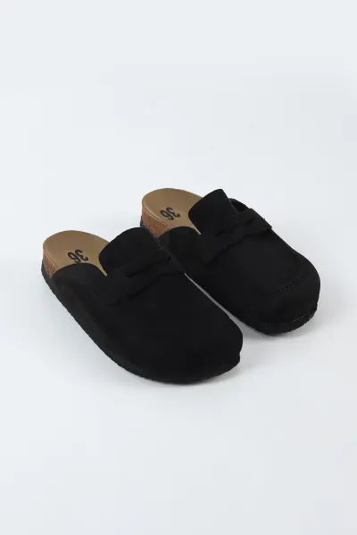 Siyah Süet Kadın Loafer Terlik 500434