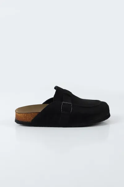 Siyah Süet Sabo Toka Detaylı Kadın Loafer Terlik 500448