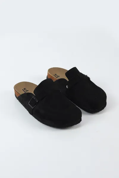 Siyah Süet Sabo Toka Detaylı Kadın Loafer Terlik 500448