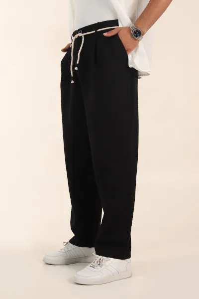siyah-super-baggy-keten-belden-baglamali-erkek-pantolon-380889