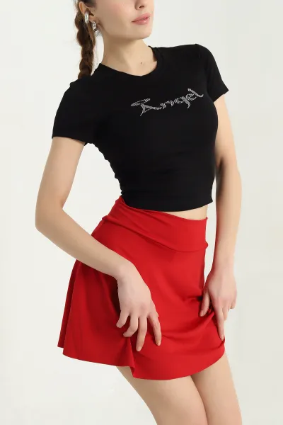 Siyah Taş Detay Likralı Crop 338517
