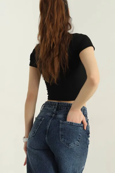Siyah Taşlı Kurdela Ottoman Kadın Bluz 349567