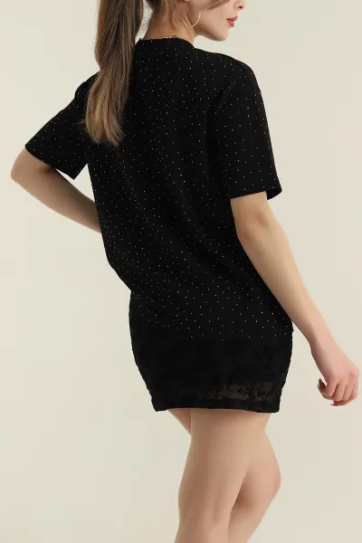 Siyah Taşlı Modal Kadın Bluz 427492