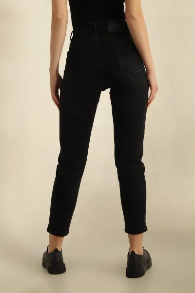 Siyah Taşlı Mom Kot Pantolon 267844