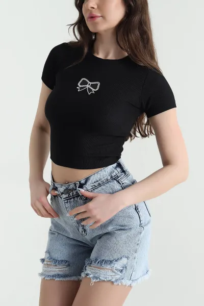 Siyah Taşlı Ottoman Kadın Bluz 450066
