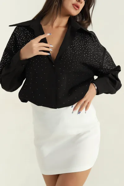 siyah-tasli-poplin-kadin-gomlek-368990