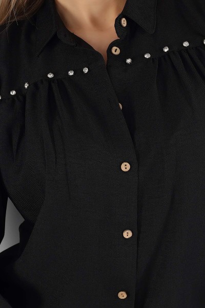 Siyah Taşlı Tasarım Aerobin Gömlek 168034