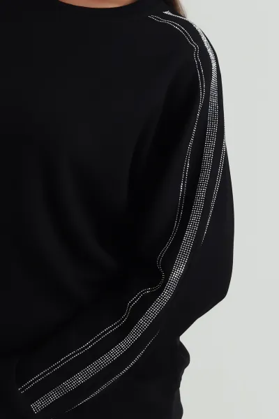 Siyah Taşlı Tasarım Modal Kadın Bluz 487986