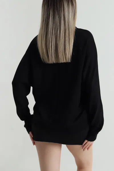 Siyah Taşlı Tasarım Modal Kadın Bluz 487992