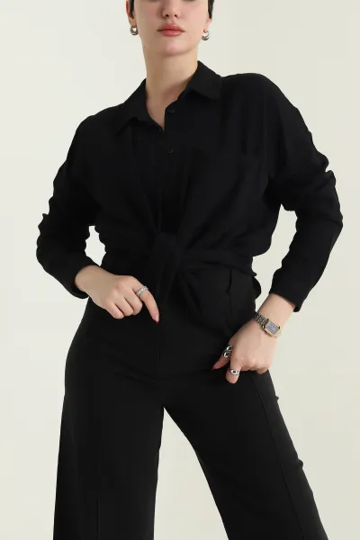 siyah-tek-cep-muslin-kadin-gomlek-432114