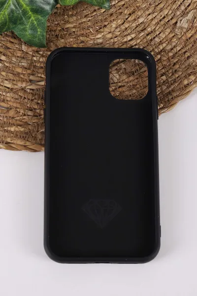 Siyah TeknoCase İPhone 11 Uyumlu Afra Diamond Case Serisi Lens Hediyeli Premium Sert Silikon Telefon Kılıfı 430491