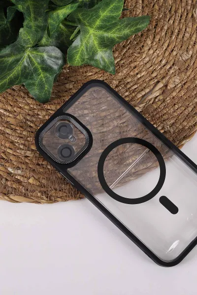 Siyah TeknoCase İPhone 11 Uyumlu Clear Lüx Case Serisi Lens Hediyeli Sert Silikon Telefon Kılıfı 430678