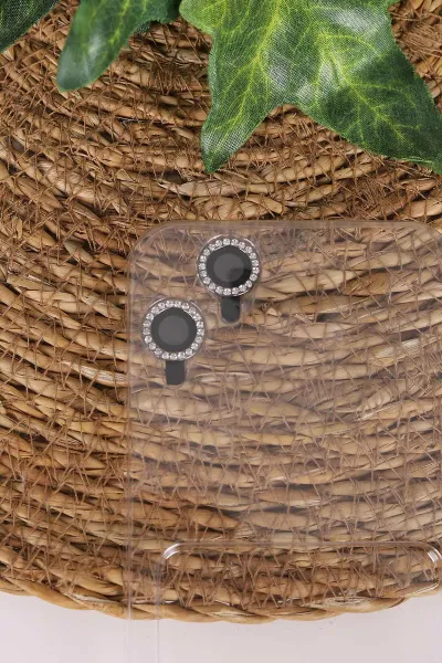 Siyah TeknoCase İPhone 11 Uyumlu Nelly Diamond Serisi Taşlı Lens Hediyeli Sert Silikon Telefon Kılıfı 480918