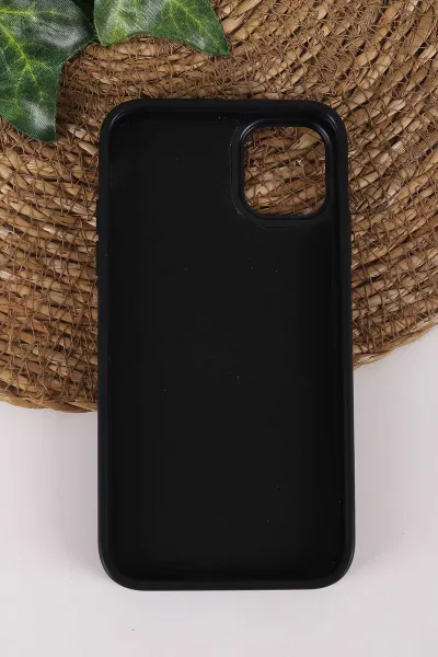 Siyah TeknoCase İPhone 11 Uyumlu Smile Case Serisi Yazı Detaylı Lens Hediyeli Sert Silikon Telefon Kılıfı 450129
