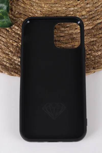 Siyah TeknoCase İPhone 12 Uyumlu Afra Diamond Case Serisi Lens Hediyeli Premium Sert Silikon Telefon Kılıfı 430498