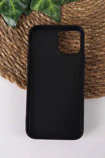 Siyah TeknoCase İPhone 12 Uyumlu Daisy Case Serisi Taşlı Vakumlu Sert Silikon Telefon Kılıfı 431021