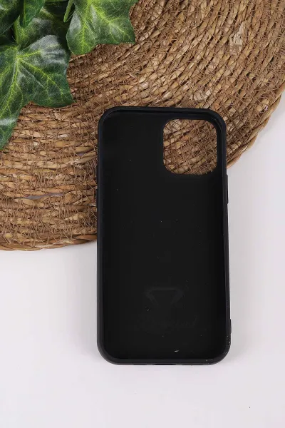 Siyah TeknoCase İPhone 12 Uyumlu Dlr Diamond Case Serisi Lens Hediyeli Premium Sert Silikon Telefon Kılıfı 430342