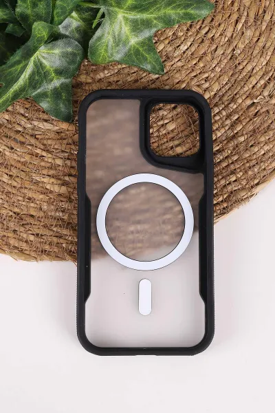Siyah TeknoCase İphone 12 Uyumlu Matte Guard Serisi Lens Korumalı Silikon Telefon Kılıfı 472439