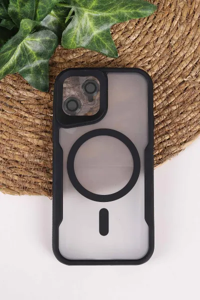 Siyah TeknoCase İphone 12 Uyumlu Matte Guard Serisi Lens Korumalı Silikon Telefon Kılıfı 472439