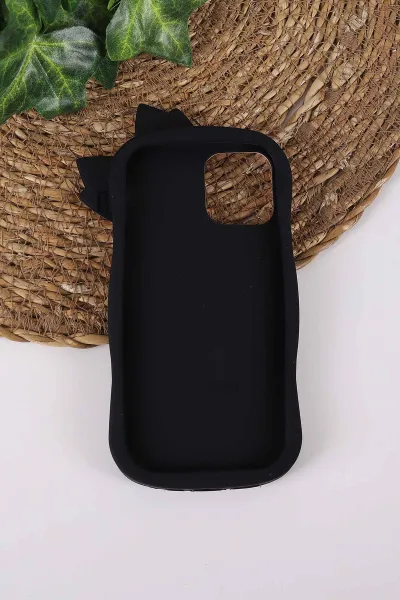 Siyah TeknoCase İPhone 12 Uyumlu Terra Case Serisi Premium Kabartmalı Soft Silikon Telefon Kılıfı 430265