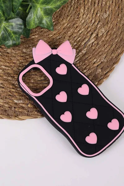 Siyah TeknoCase İPhone 12 Uyumlu Terra Case Serisi Premium Kabartmalı Soft Silikon Telefon Kılıfı 430265