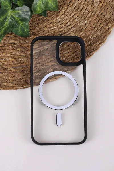 Siyah TeknoCase İPhone 13 Uyumlu Clear Lüx Case Serisi Lens Hediyeli Sert Silikon Telefon Kılıfı 430690