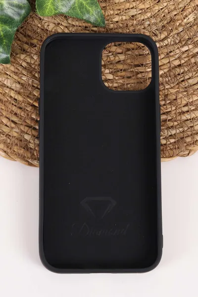Siyah TeknoCase İPhone 13 Uyumlu Ella Diamond Case Serisi Lens Hediyeli Sert Silikon Telefon Kılıfı 457727