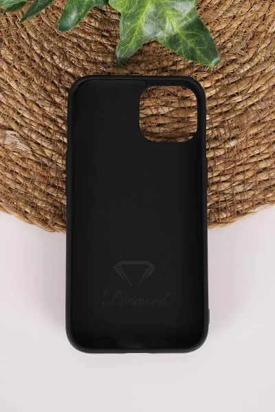 Siyah TeknoCase İPhone 13 Uyumlu Nelly Diamond Serisi Taşlı Lens Hediyeli Sert Silikon Telefon Kılıfı 480922