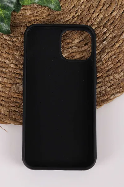 Siyah TeknoCase İPhone 13 Uyumlu Ringy Case Serisi Standlı Lens Hediyeli Sert Silikon Telefon Kılıfı 450162