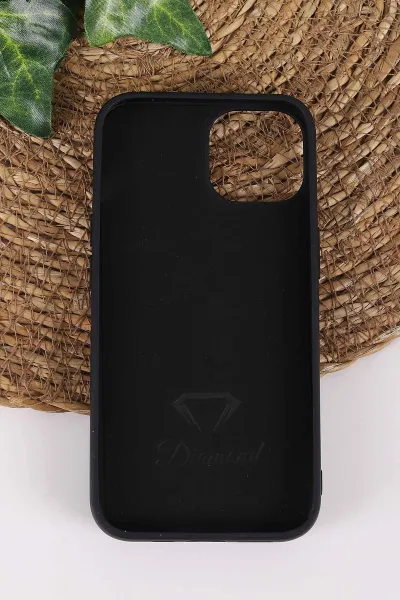Siyah TeknoCase İPhone 13 Uyumlu Rose Diamond Case Serisi Gül Desenli Lens Hediyeli Sert Silikon Telefon Kılıfı 450123