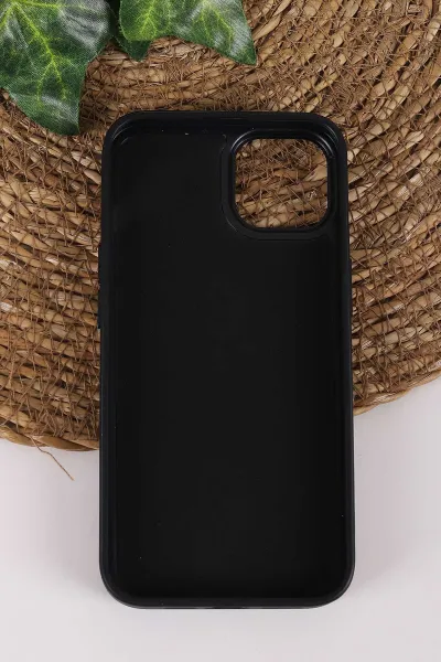 Siyah TeknoCase İPhone 13 Uyumlu Smile Case Serisi Yazı Detaylı Lens Hediyeli Sert Silikon Telefon Kılıfı 450133