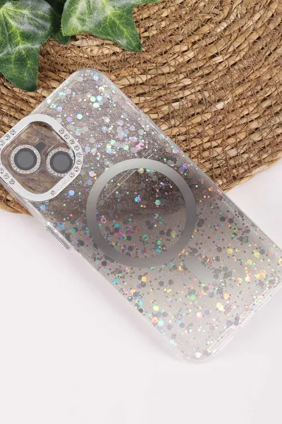 Siyah TeknoCase İPhone 13 Uyumlu Sortie Diamond Case Serisi Sert Silikon Telefon Kılıfı 457954