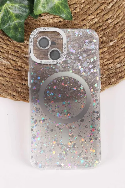 Siyah TeknoCase İPhone 13 Uyumlu Sortie Diamond Case Serisi Sert Silikon Telefon Kılıfı 457954