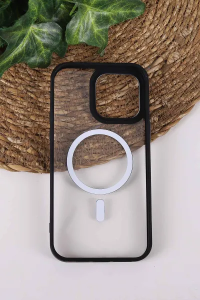 Siyah TeknoCase İPhone 14 Pro Max Uyumlu Clear Lüx Case Serisi Lens Hediyeli Sert Silikon Telefon Kılıfı 430712