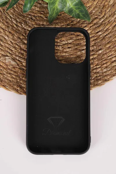 Siyah TeknoCase İPhone 14 Pro Max Uyumlu Nelly Diamond Serisi Taşlı Lens Hediyeli Sert Silikon Telefon Kılıfı 480930