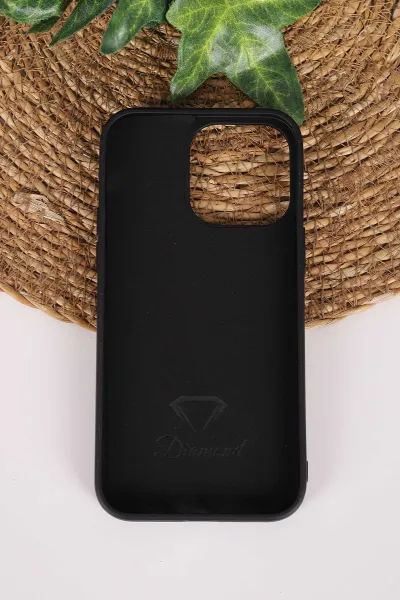 Siyah TeknoCase İPhone 14 Pro Max Uyumlu Perfect Diamond Case Serisi Taşlı Lens Hediyeli Sert Silikon Telefon Kılıfı 480799